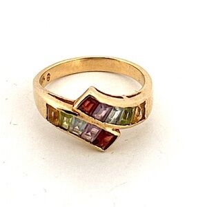 14K yellow gold multi crystal ring